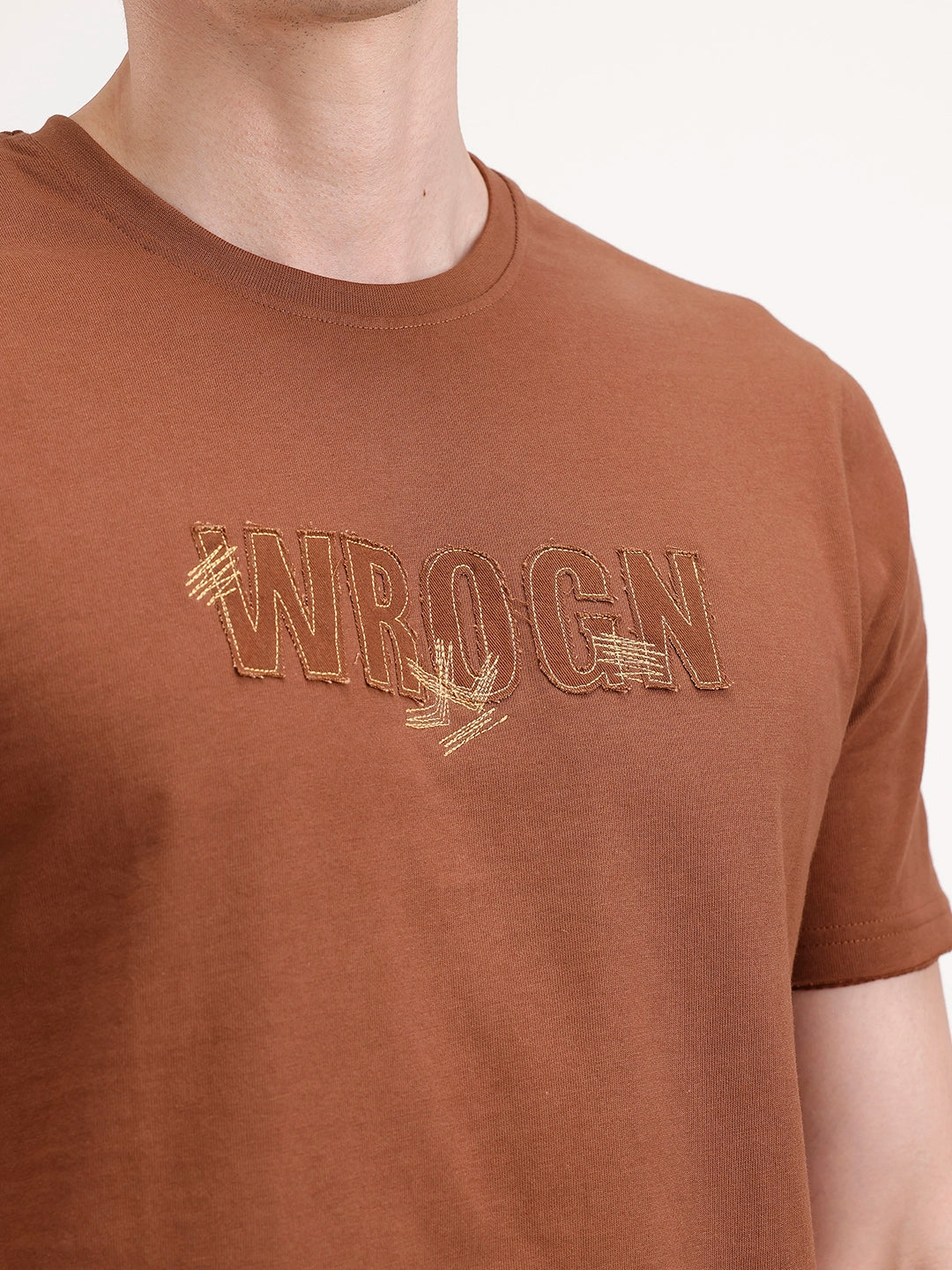Slim Fit Emroidered T-Shirt | Brown