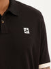 Slim Fit Contrast Sleeve Polo T-Shirt | Black