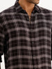 Slim Fit Checkered Full Sleeve Shirt | Black