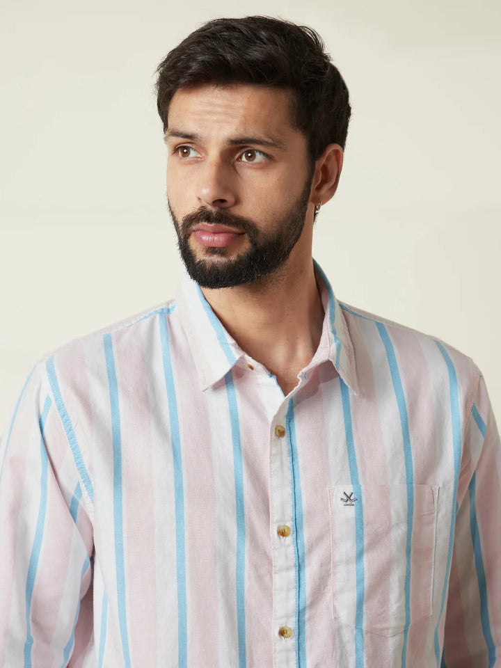 Striped Oxford Shirt | Pink