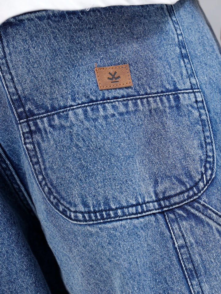 Men's Casual Loose Fit Carpenter Jeans | Med Stone