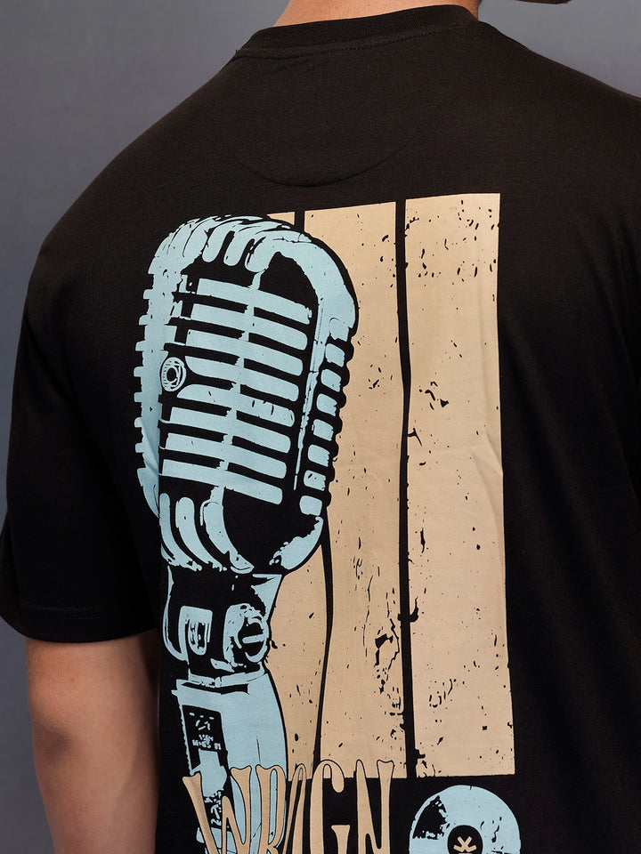 Casual Back Printed Oversized T-Shirt  | Black