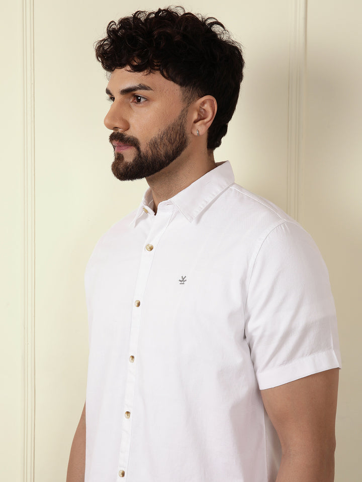 Textured Short Sleeve Shirt | White