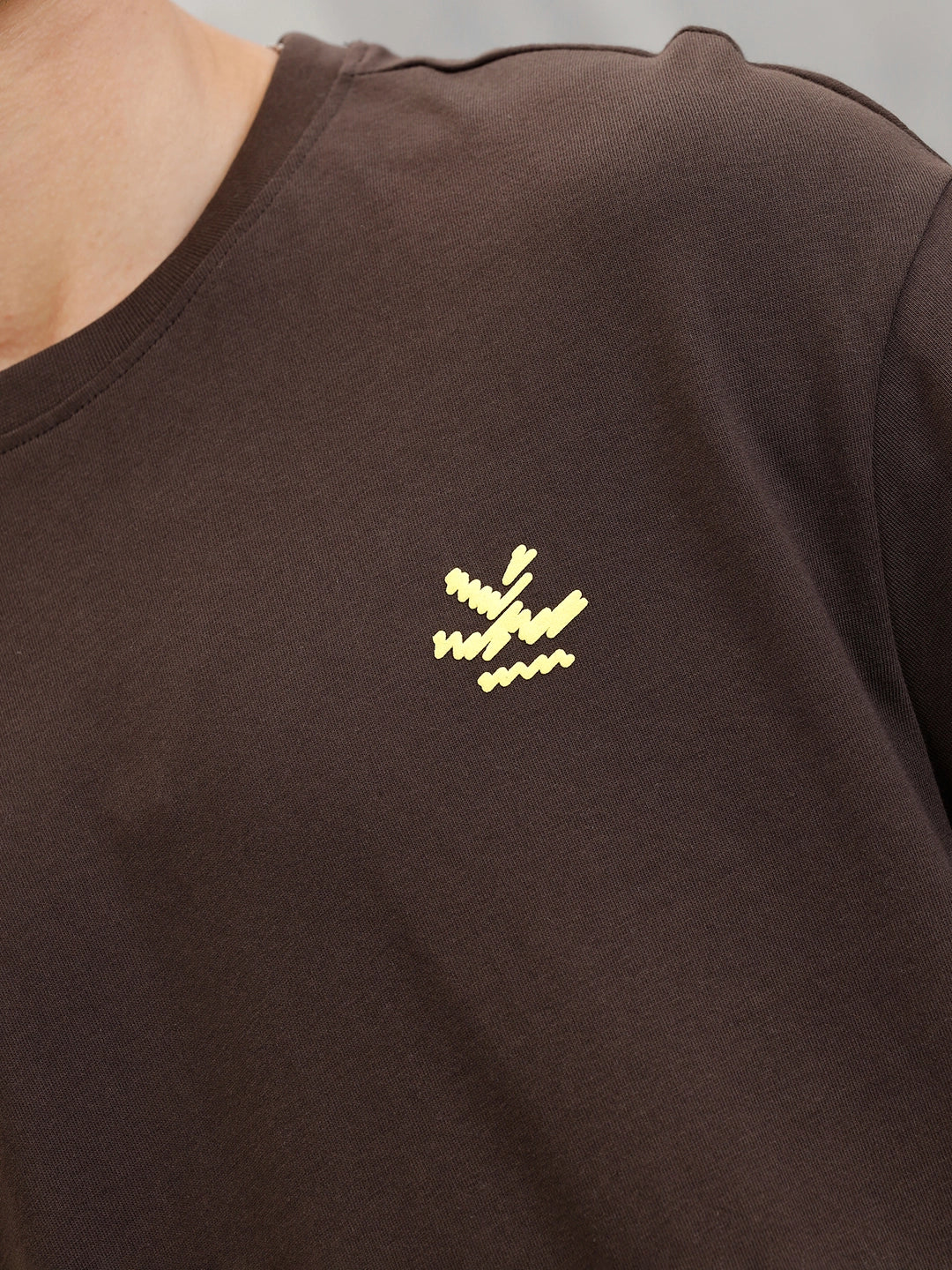 Embroidered & Printed Oversized T-Shirt | Brown