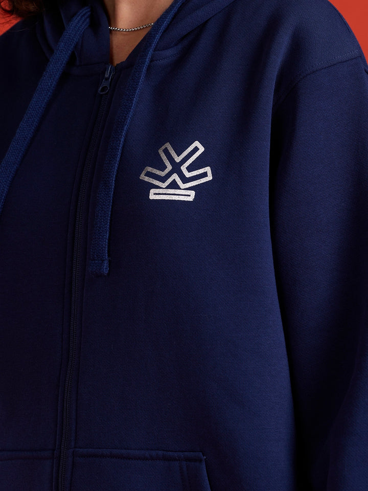 men's casual front zip up hooded sweatshirt | Blue