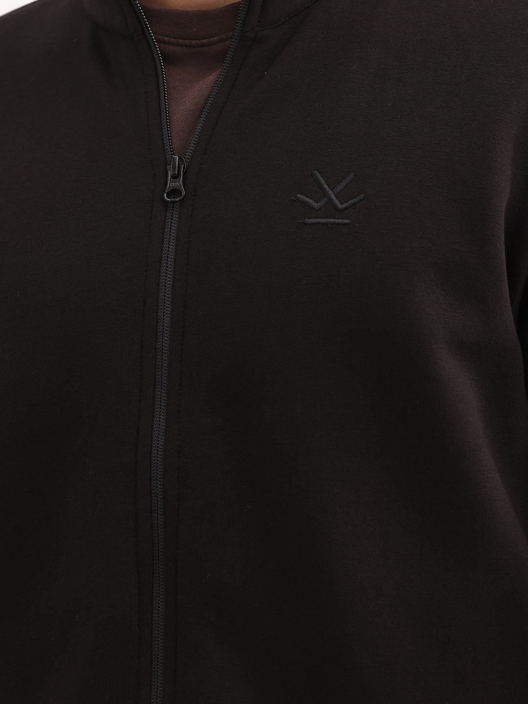 Solid Comfort Fit Zipper Jacket | Black