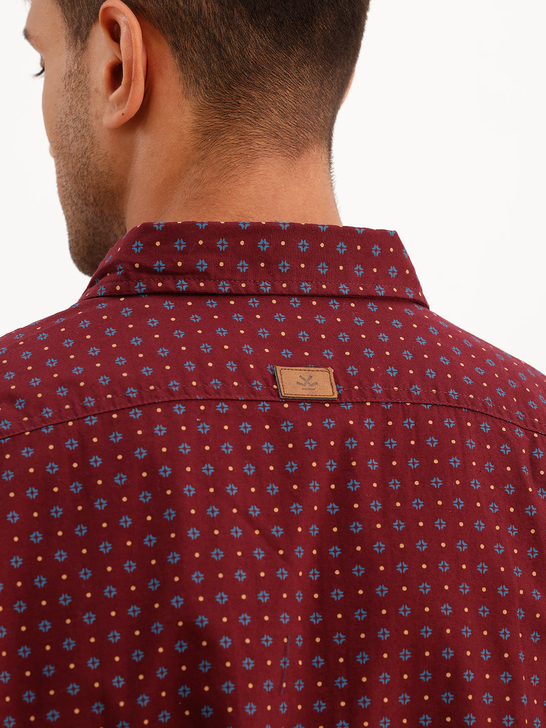 Regular Fit AOP Fill Sleeve Shirt | Maroon