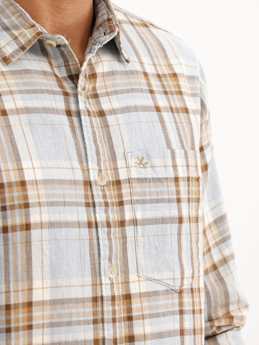 Classic Regular Fit Checkered Shirt | Light Blue