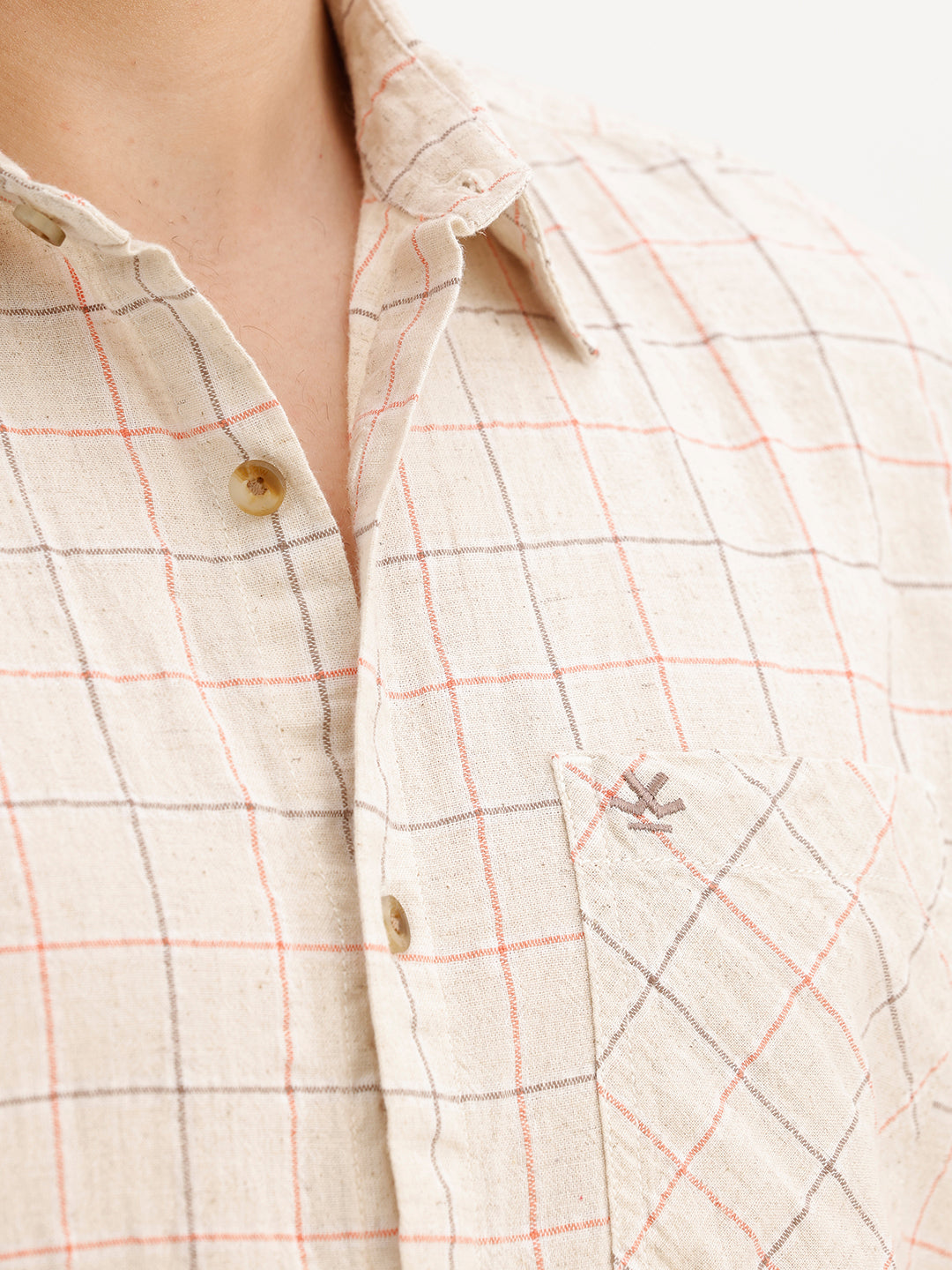 Regular Fit Full Sleeve Checkered Shirt | Beige | WWSH0730MAZ