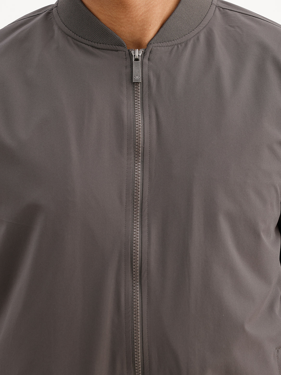 Solid Regular Fit Zipper Jacket | Grey