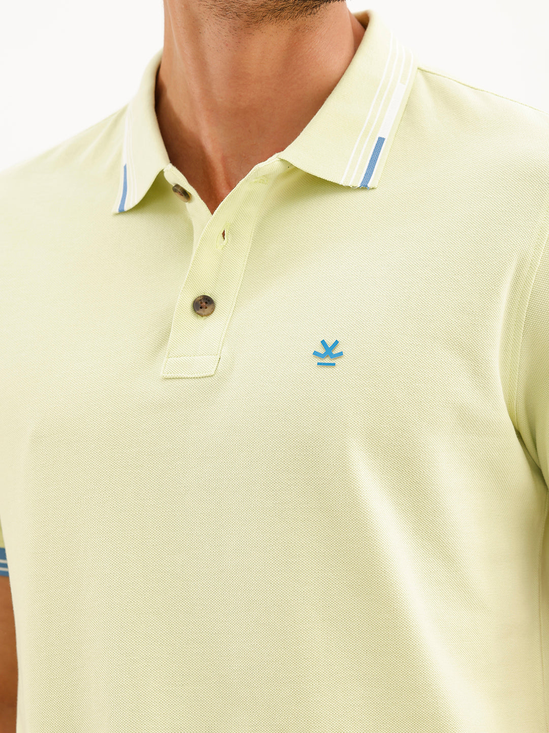 Solid Tipping Collar Polo T-Shirt | Green