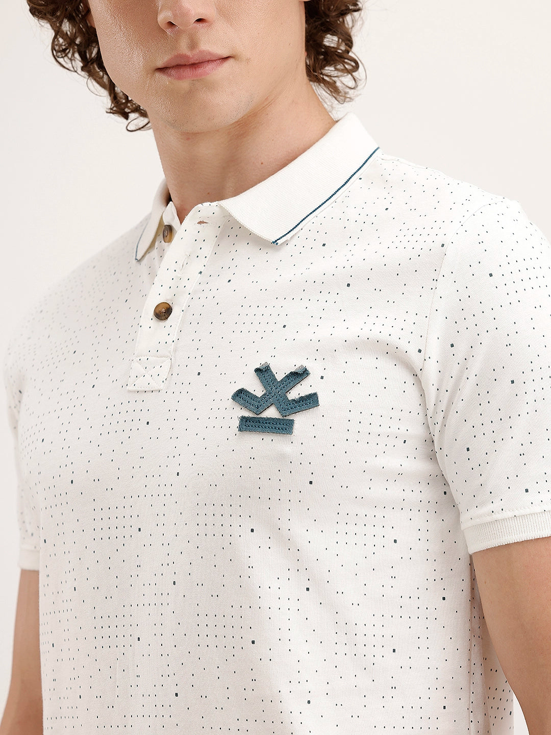 Slim Fit Patch Detailed Polo T-Shirt | Off White