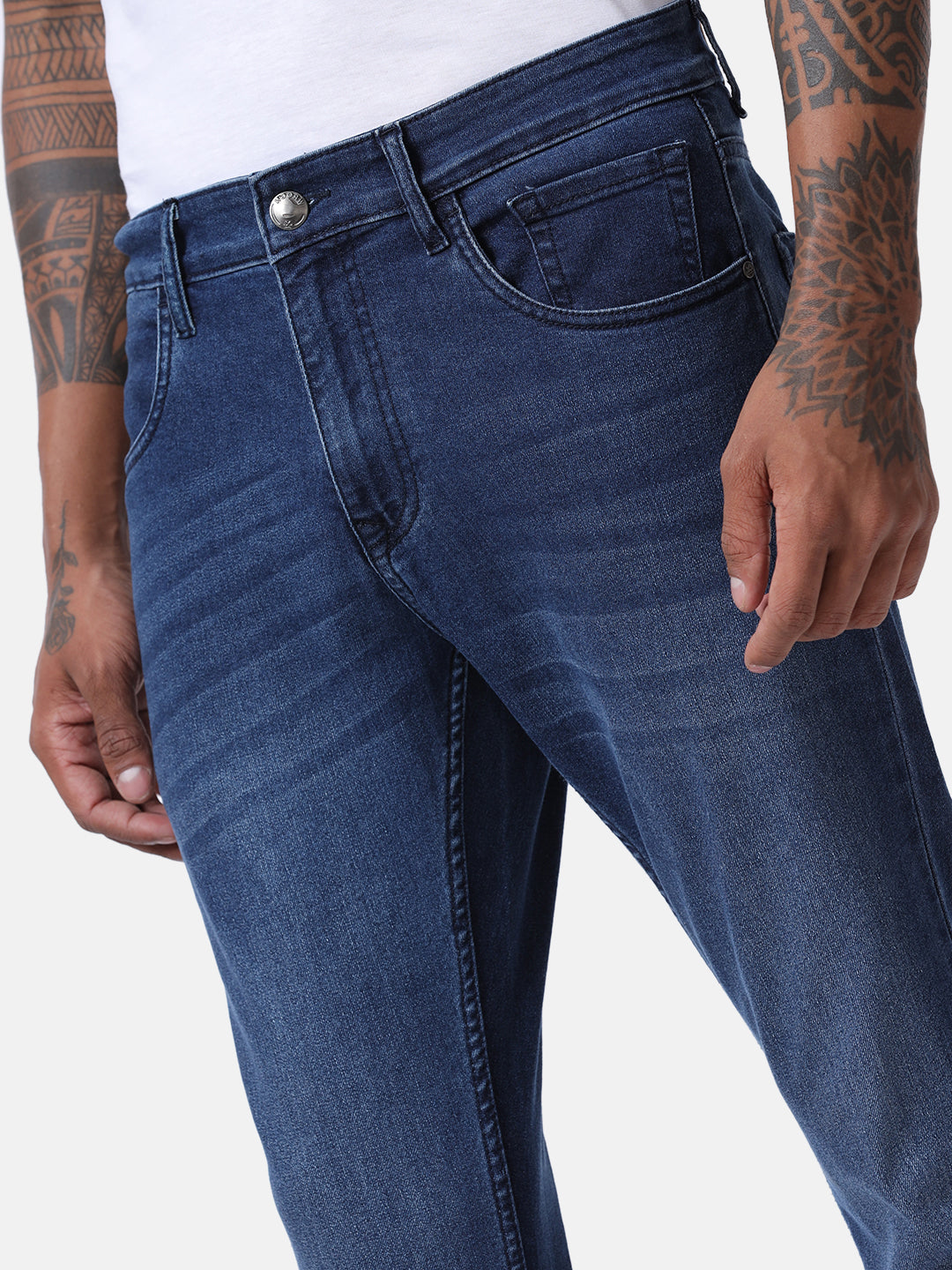 Blue Basic Five Pocket Jeans