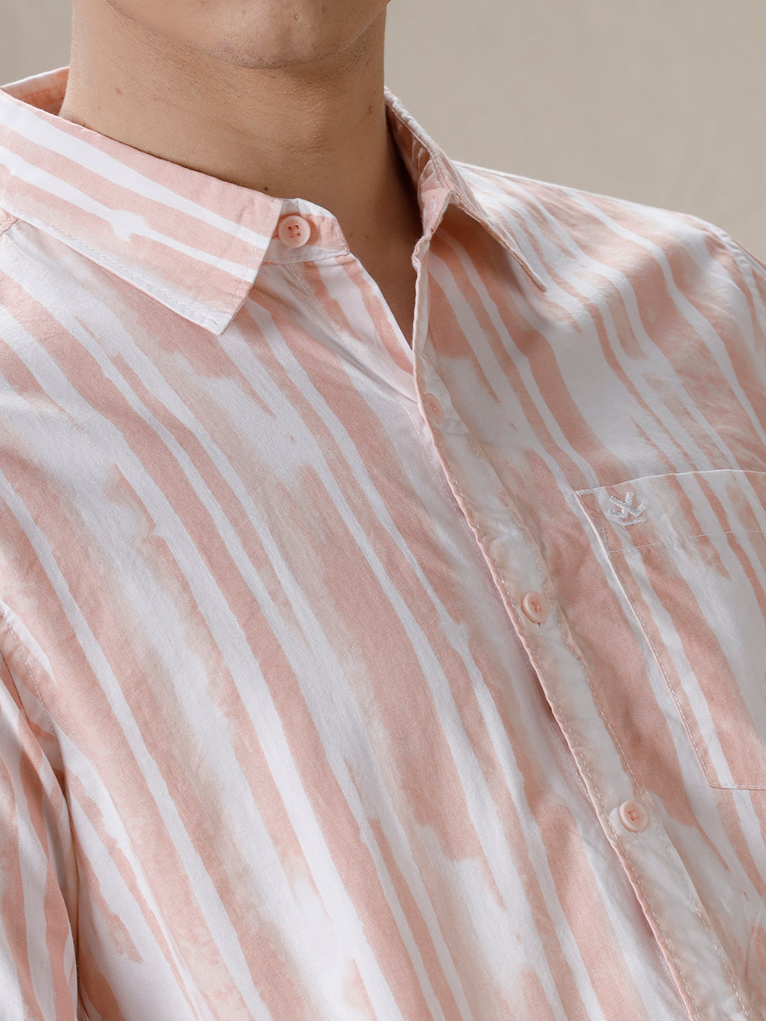 Abstract Stripes Peach AOP Shirt