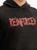 Washed Oversized Placement Printed Hooded Sweatshirt | Black