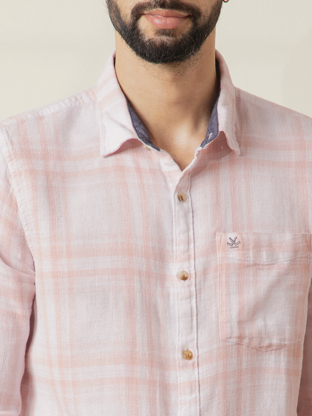 Checked Cotton Shirt in Pink