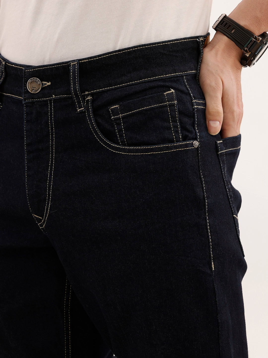 Straight Fit Denim Jeans | Dark Blue