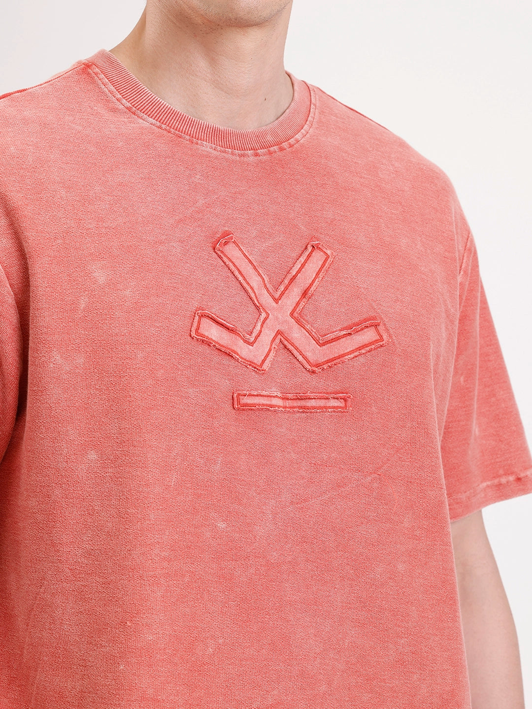 Washed Embroidery Patch T-Shirt   |  Rust