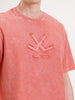 Washed Embroidery Patch T-Shirt   |  Rust