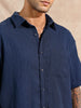 Classic Textured Short Sleeve Shirt | Navy