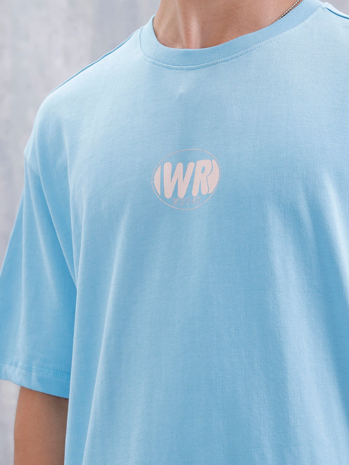Casual Men Oversized Fit Tee With Graphic | Blue