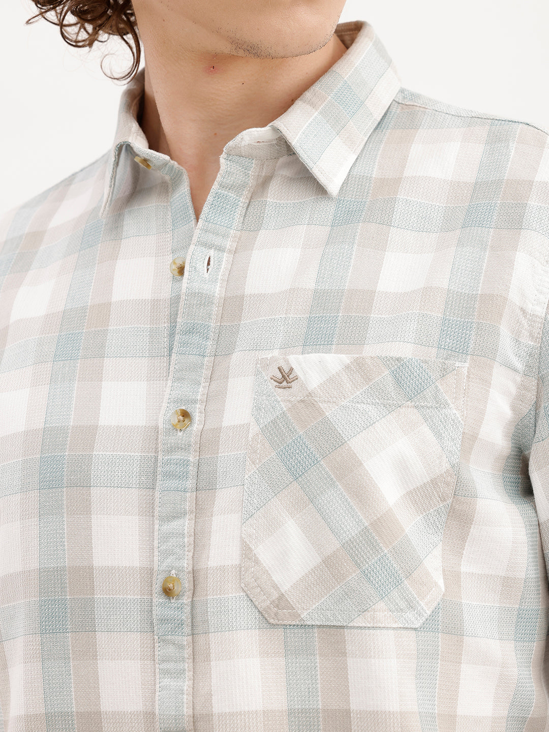 Regular Fit Checkered Shirt | Teal