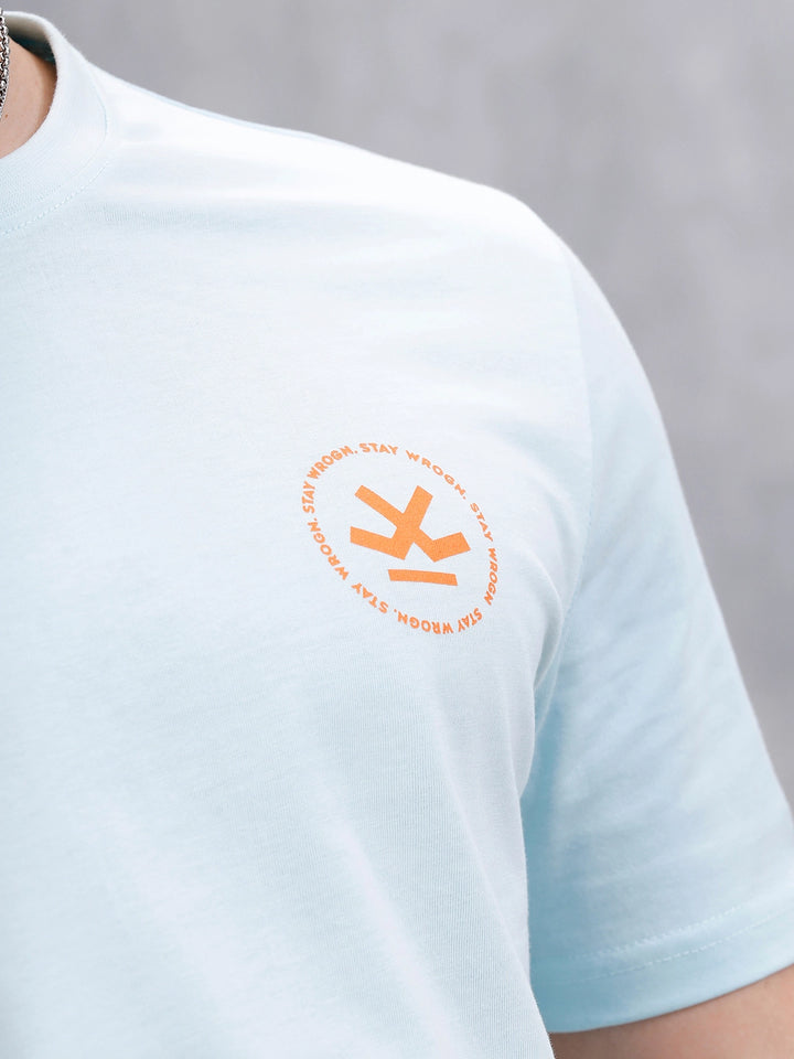 Logo Placement Printed T-Shirt | Blue