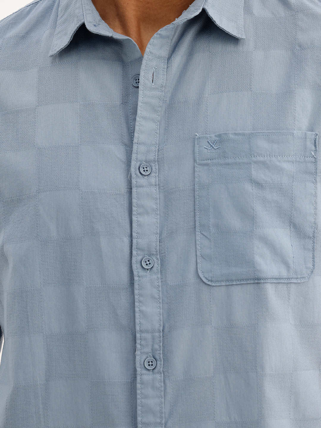Solid Slim Fit Textured Shirt | Blue