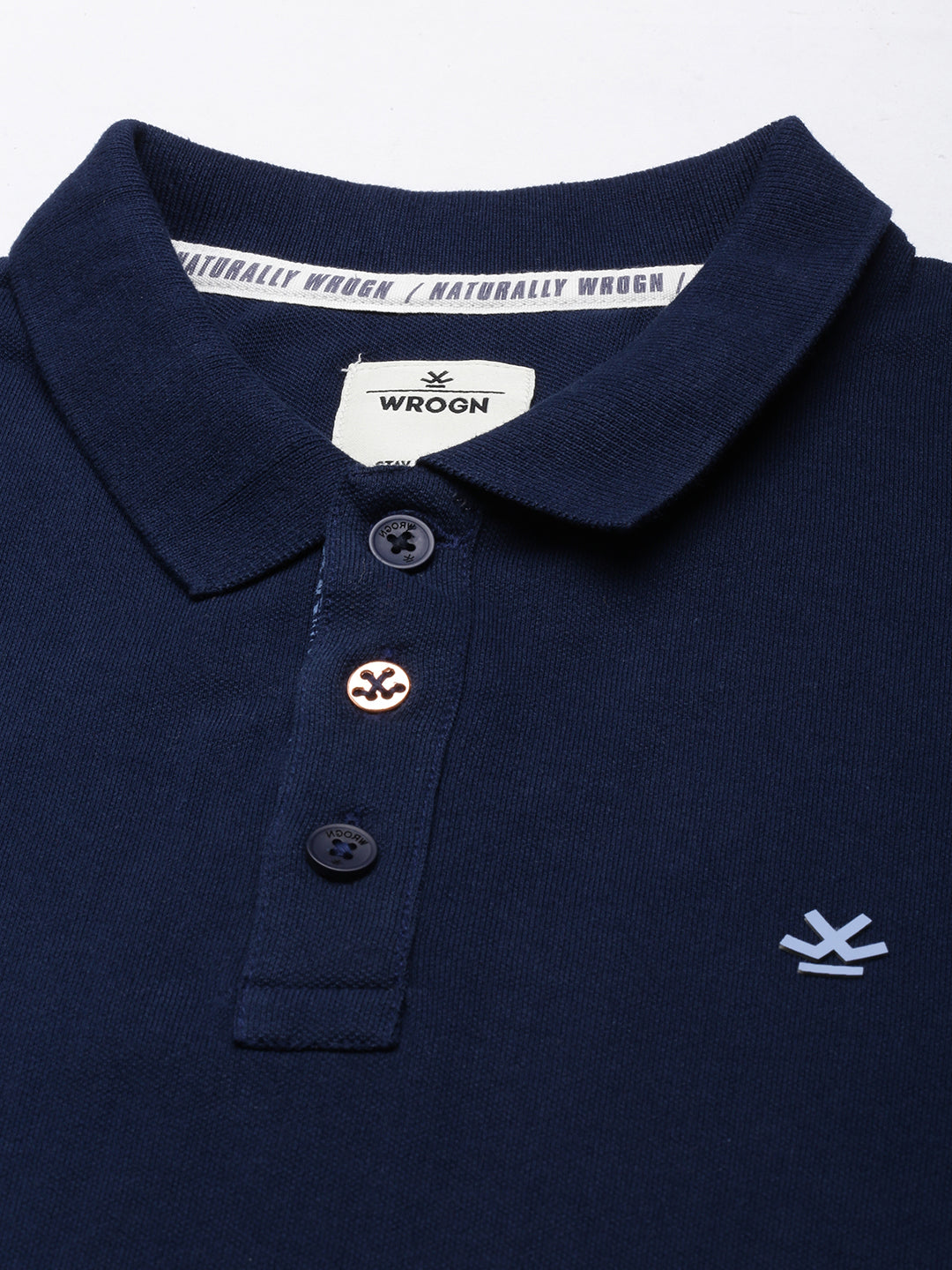Solid Navy Polo Collar T-Shirt