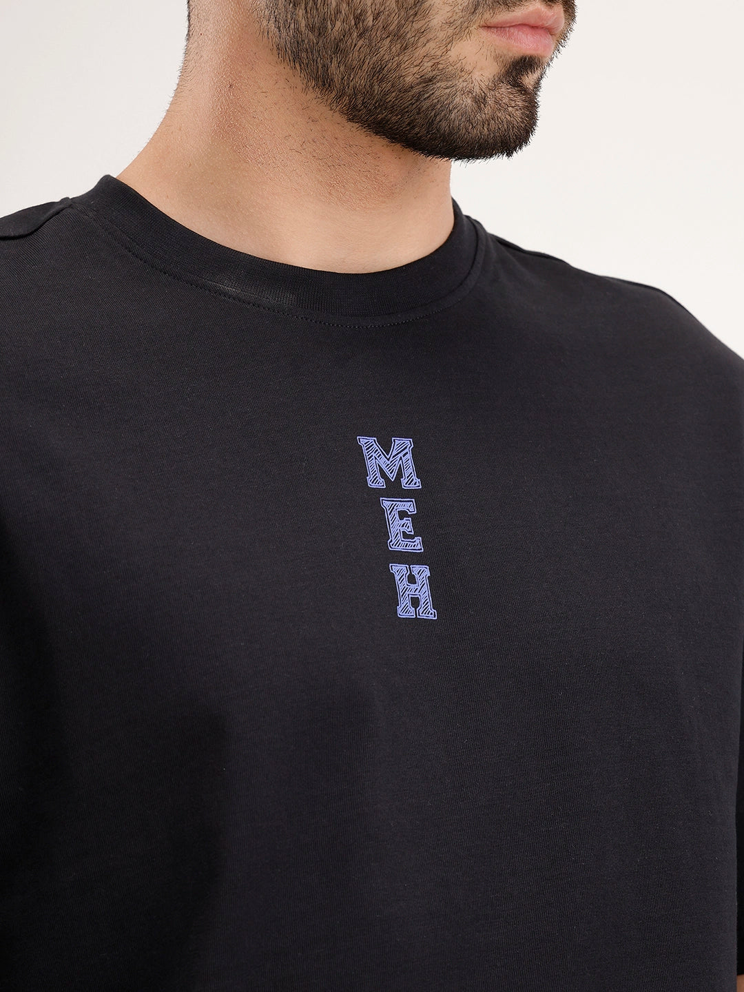 Oversized Embrodered Patch Detail T-Shirt | Black