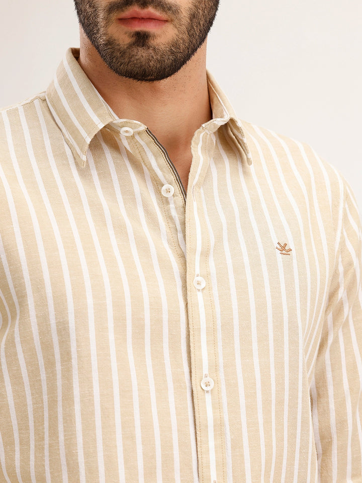 Slim Fit Striped Shirt | Khaki