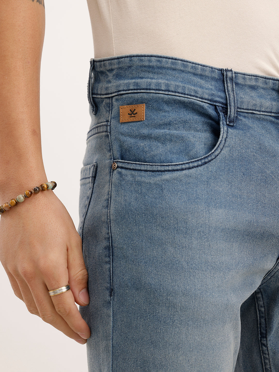 Straight Fit Faded Denim Jeans  | Light Blue