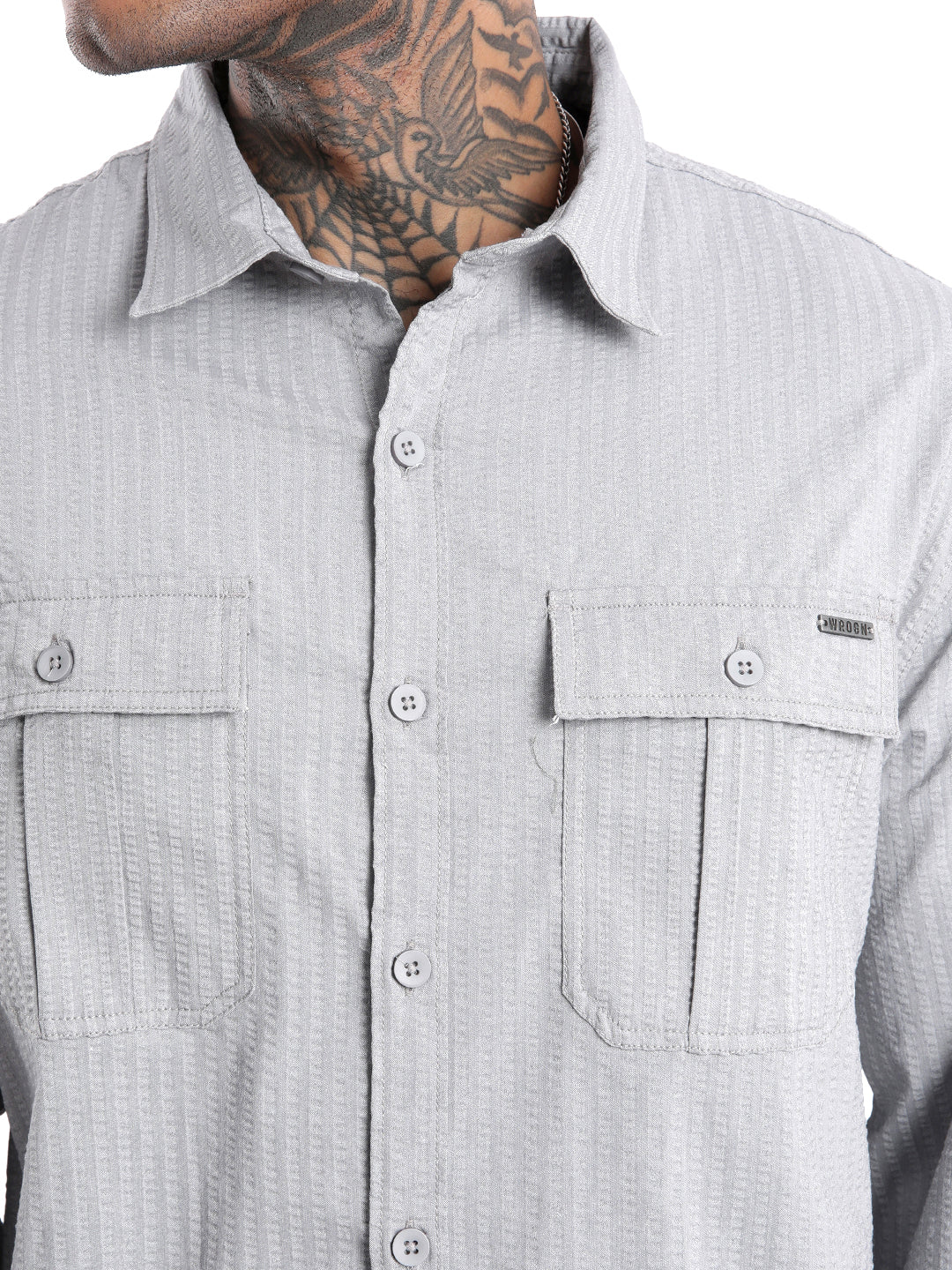 Textured Grey Comfort Fit Shirt