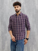 Textured Checkered Cotton Shirt | Navy Blue