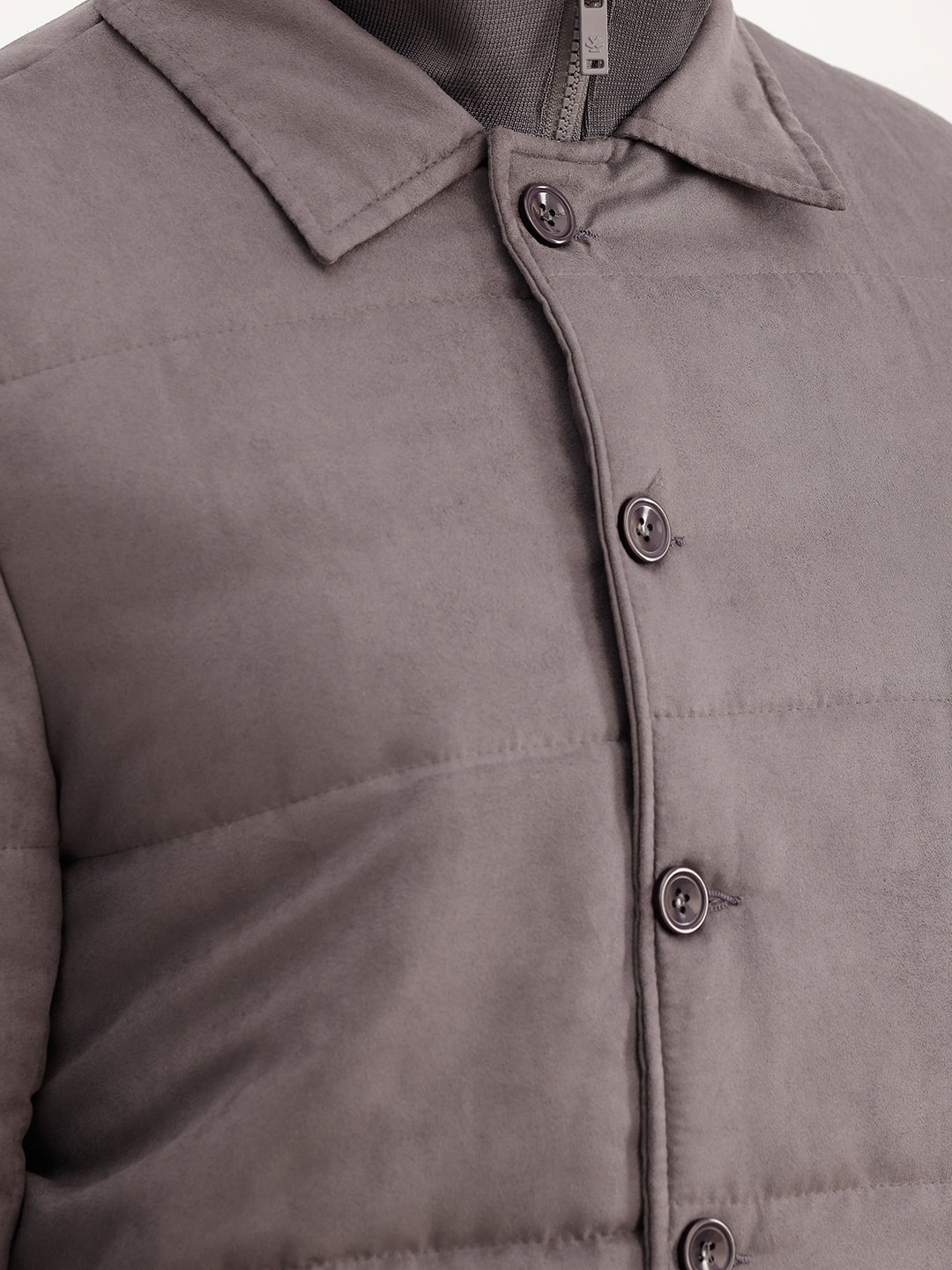 Solid Regular Fit Puffer Jacket | Grey