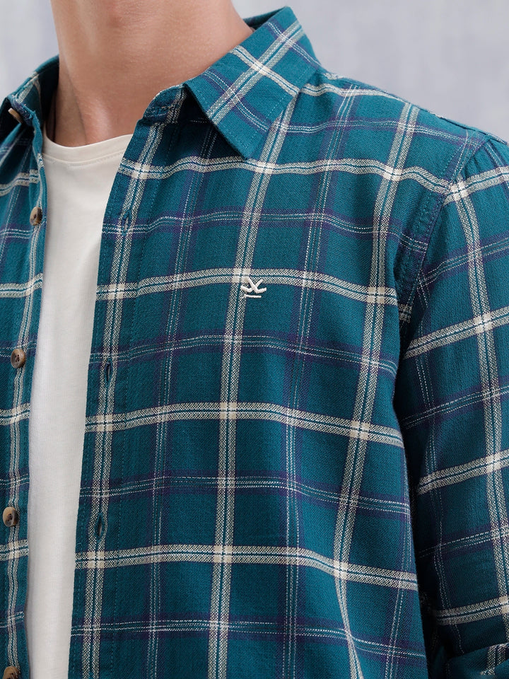 Men's Casual Checkered Pattern Shirt | Olive