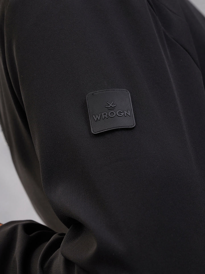 Striped Rib Slim Fit Bomber Jacket  |  Black