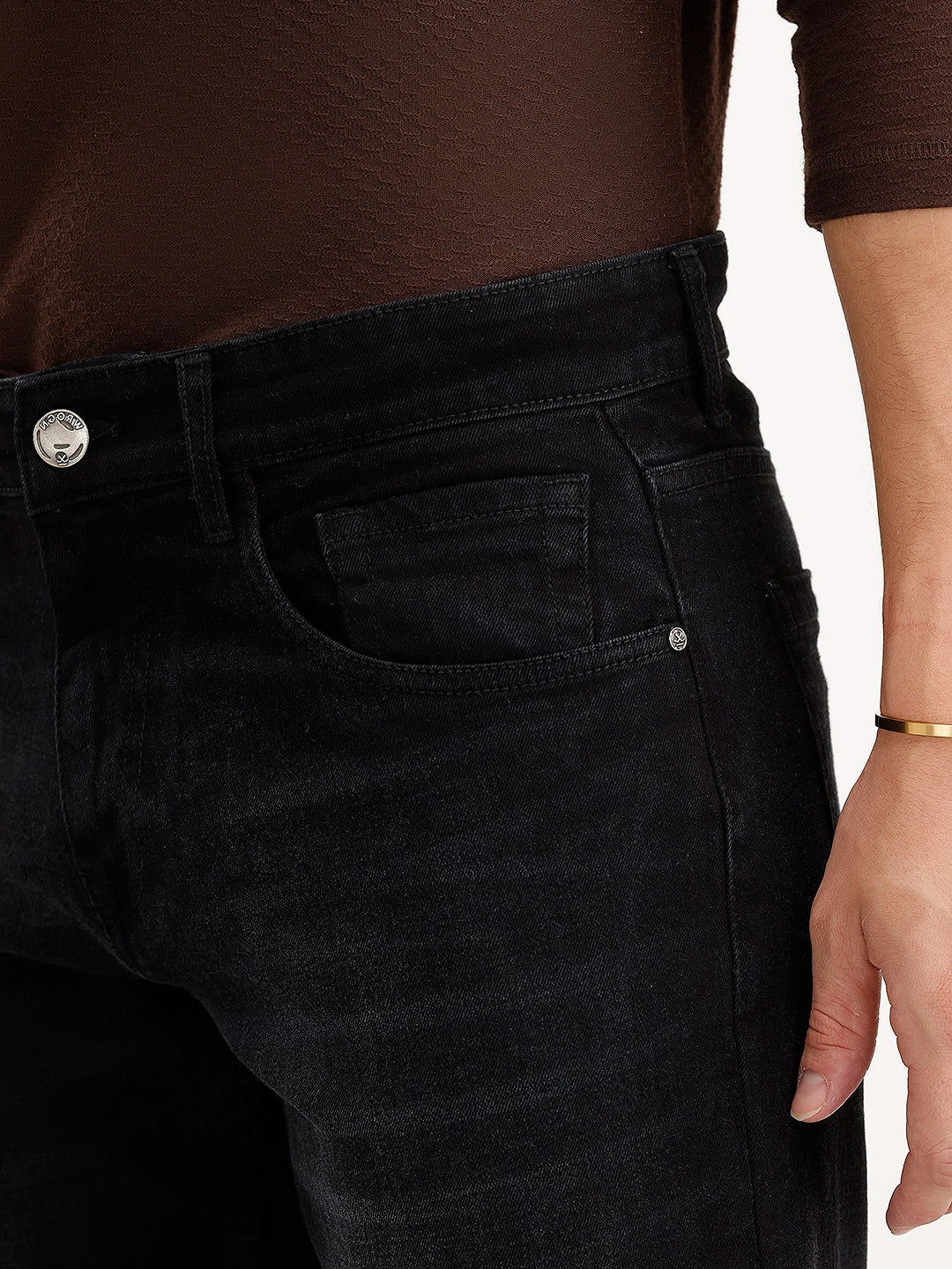 Straight Fit Denim Jeans | Black