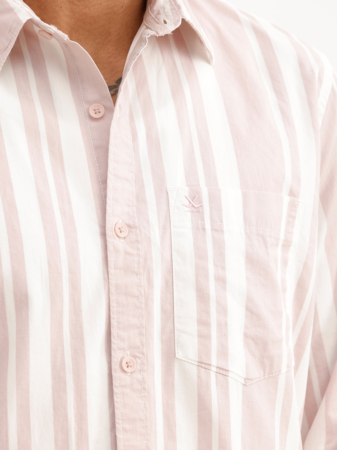 Regular Fit Striped Full Sleeve Shirt | Pink