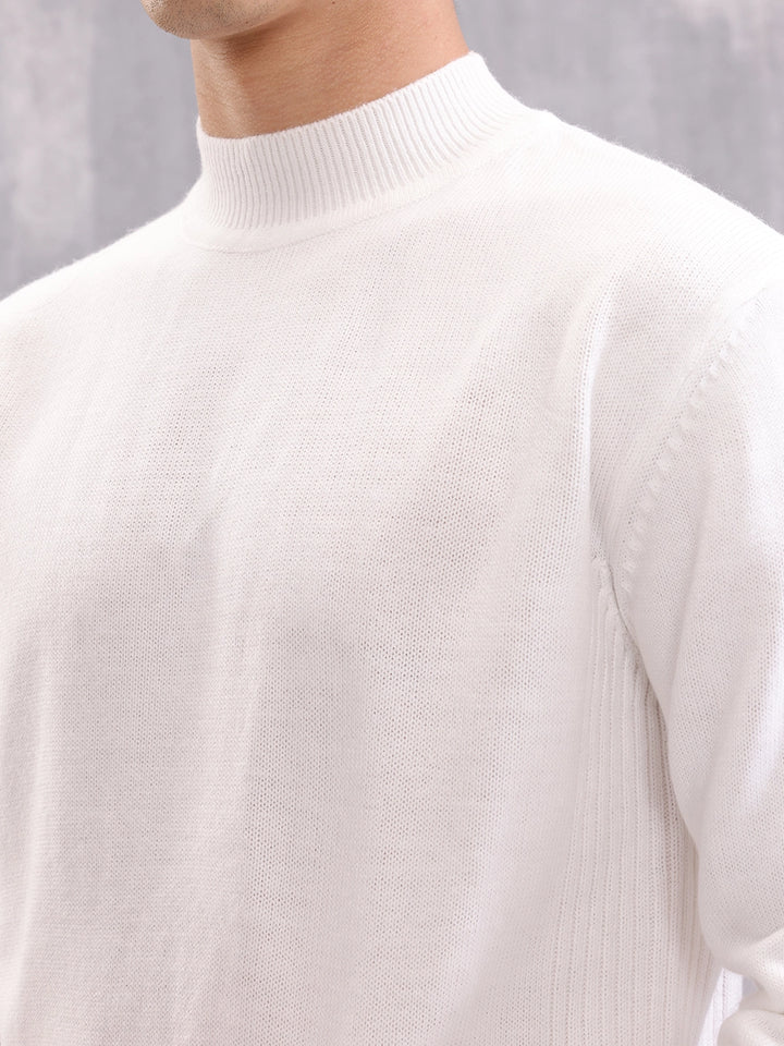 Turtle Neck Full Sleeve T-Shirt | White