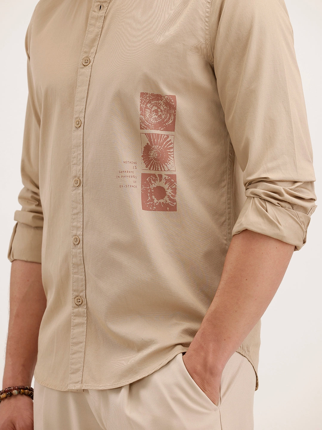 Regular Fit Placement Printed Shirt | Beige