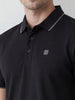 Solid Tipping Collar Polo T-Shirt | Black