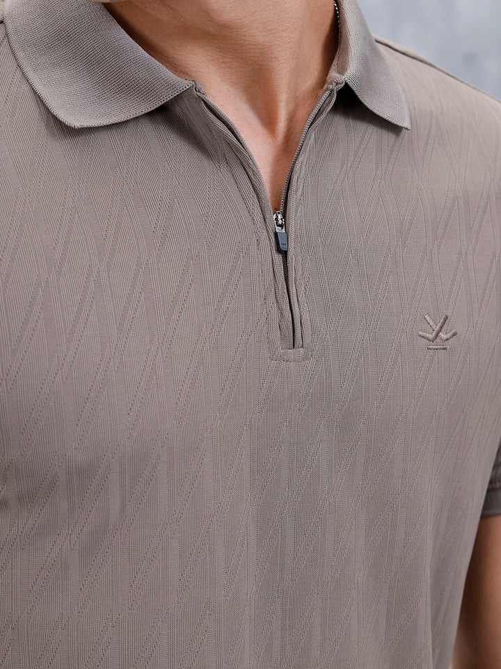 Classic Textured Men's Polo Tshirt | Grey