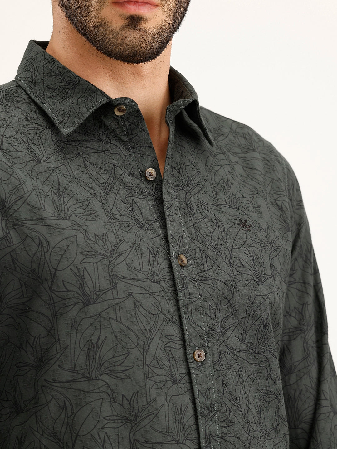 Textured Regular Fit Shirt | Dark Green