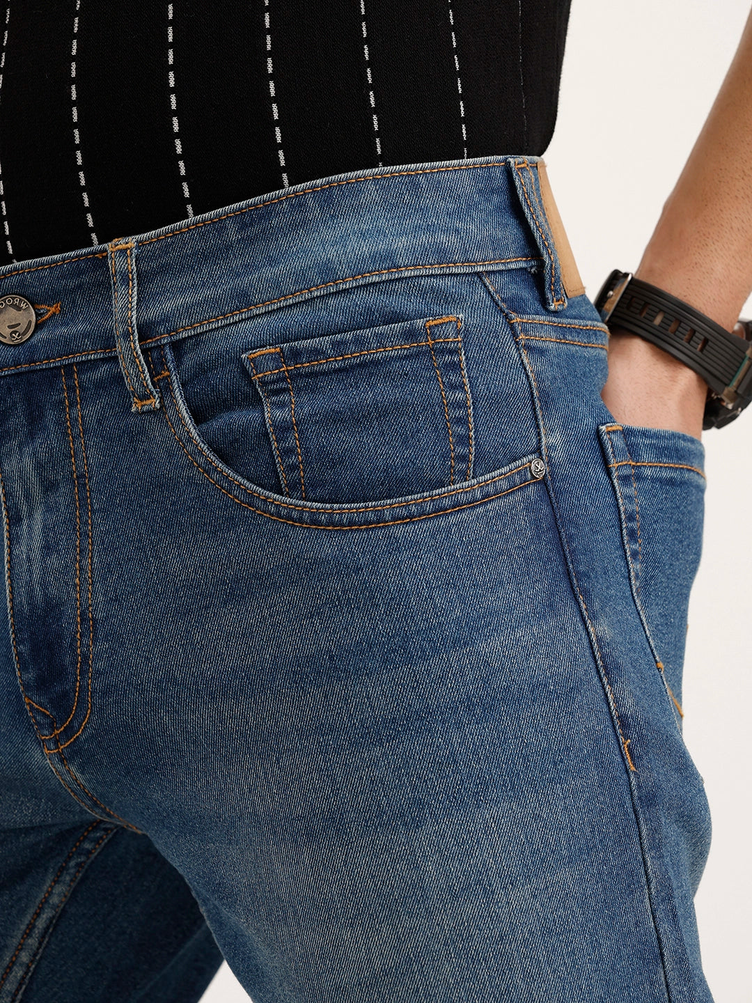 Faded Straight Fit Denim Jeans | Light Blue