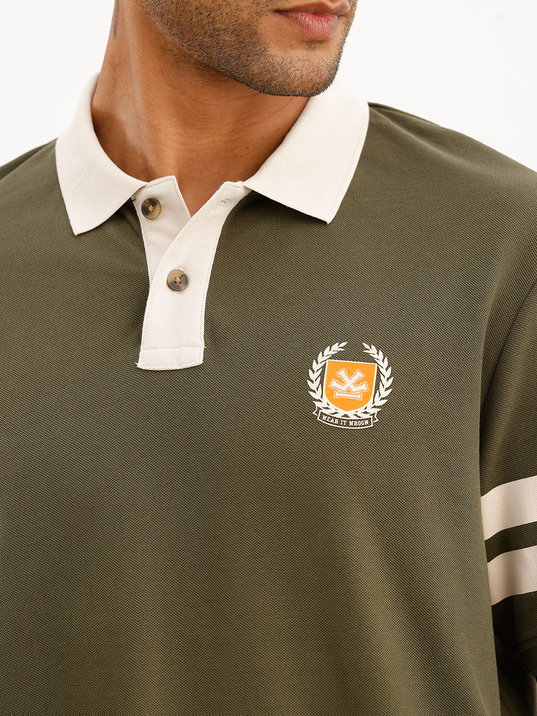 Comfort Fit Contrast Collar Polo T-Shirt | Olive