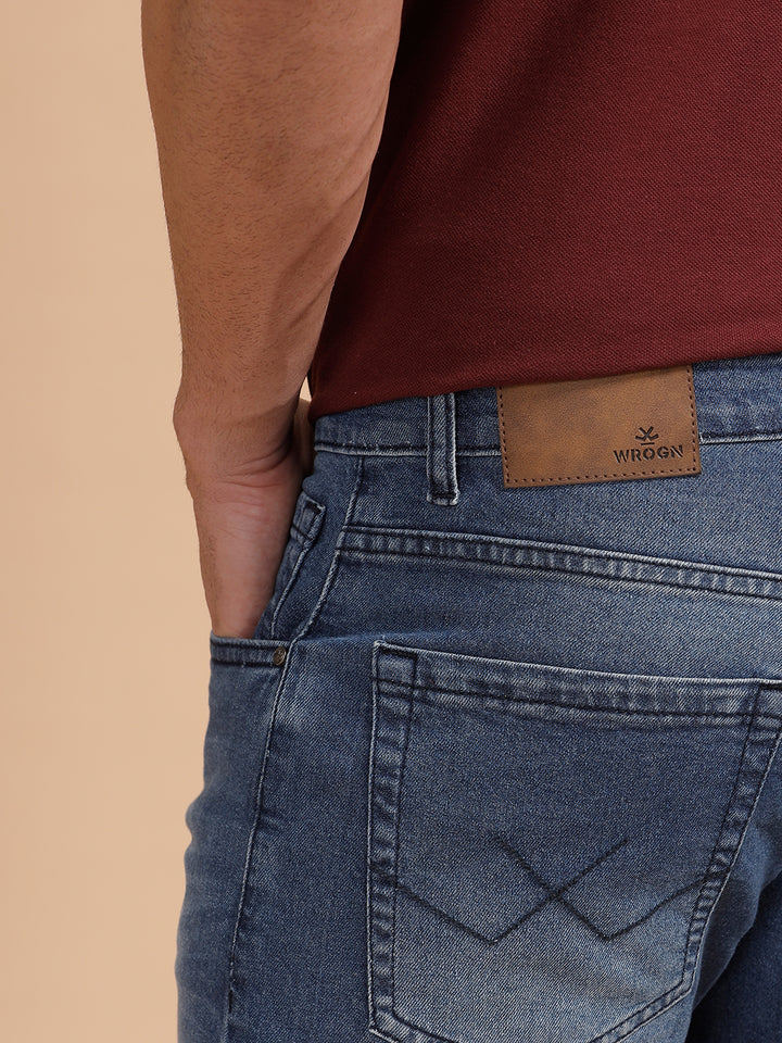 Casual Heavy Fade Slim Fit Jeans | Light Blue