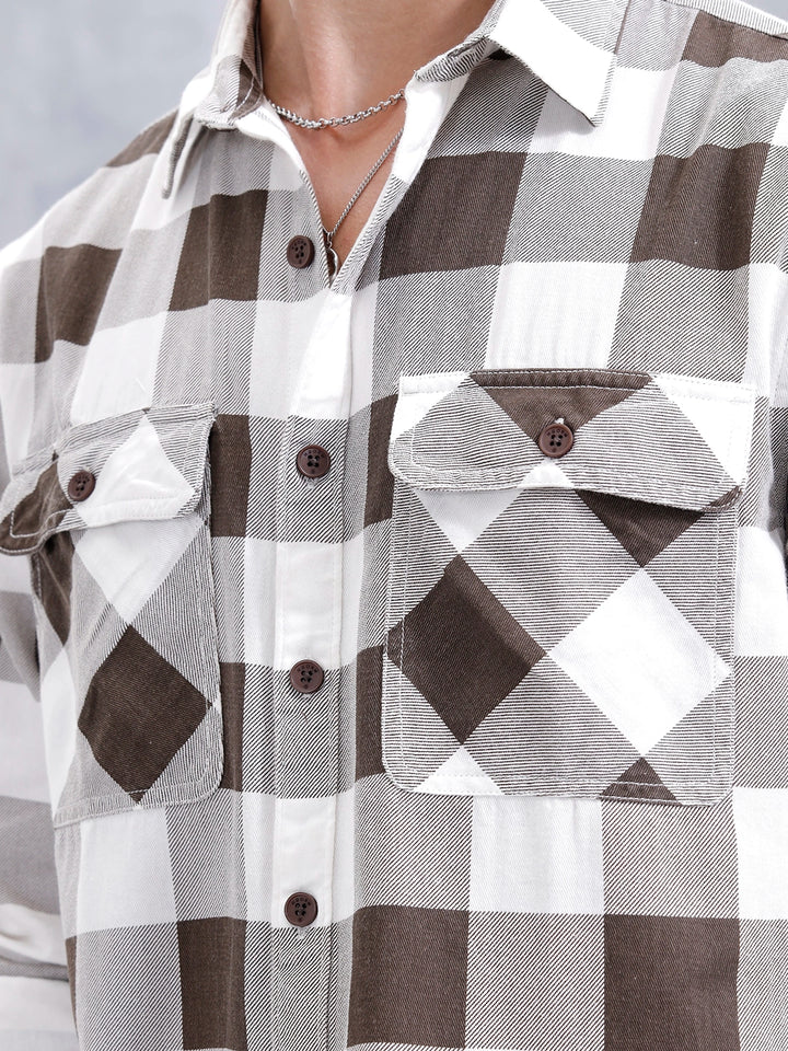 Men’ Comfort Fit Checkered Pattern Shirt | Brown