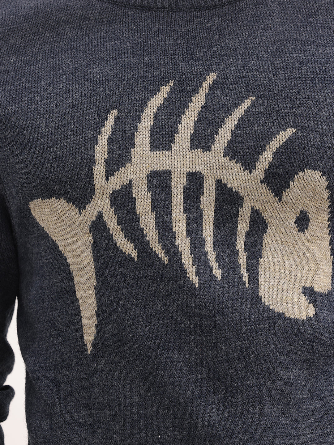Classic Jacquard Full Sleeve Sweater | Grey