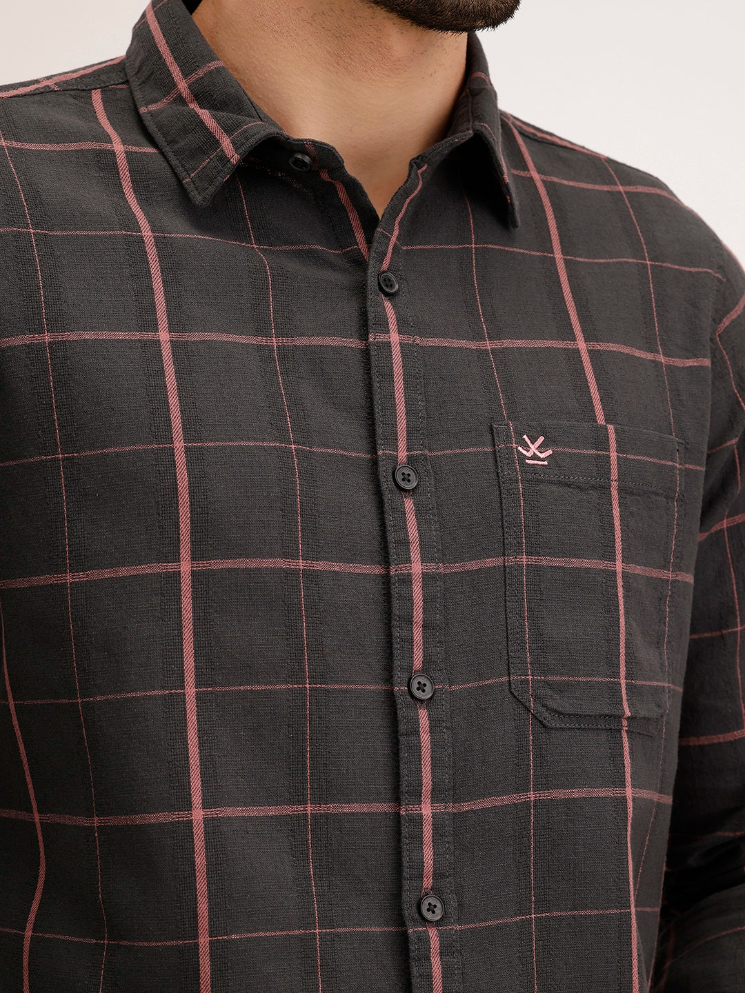 Slim Fit Checkered Shirt | Black